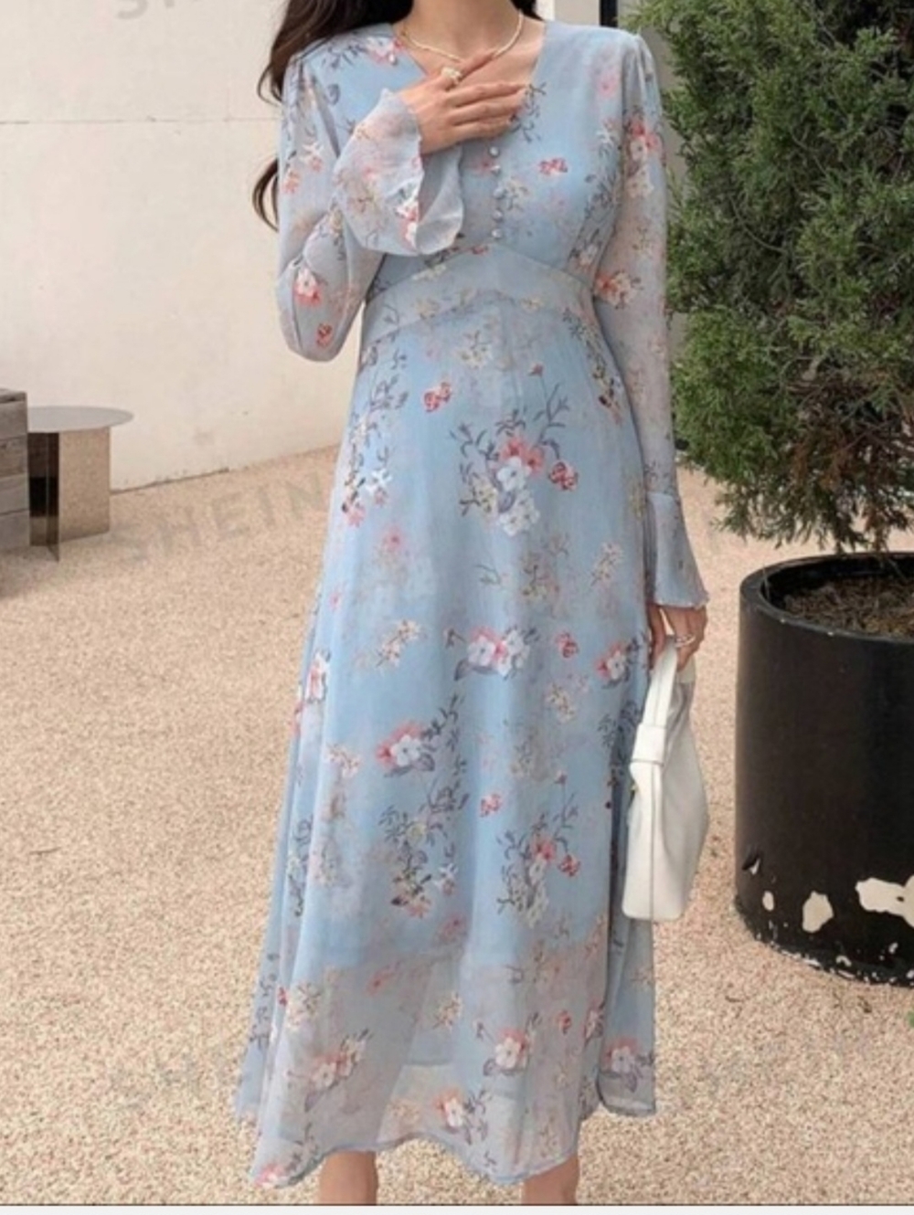 Boho Chic Sheer Floral A-line Any Occasion Zip Midi Dress